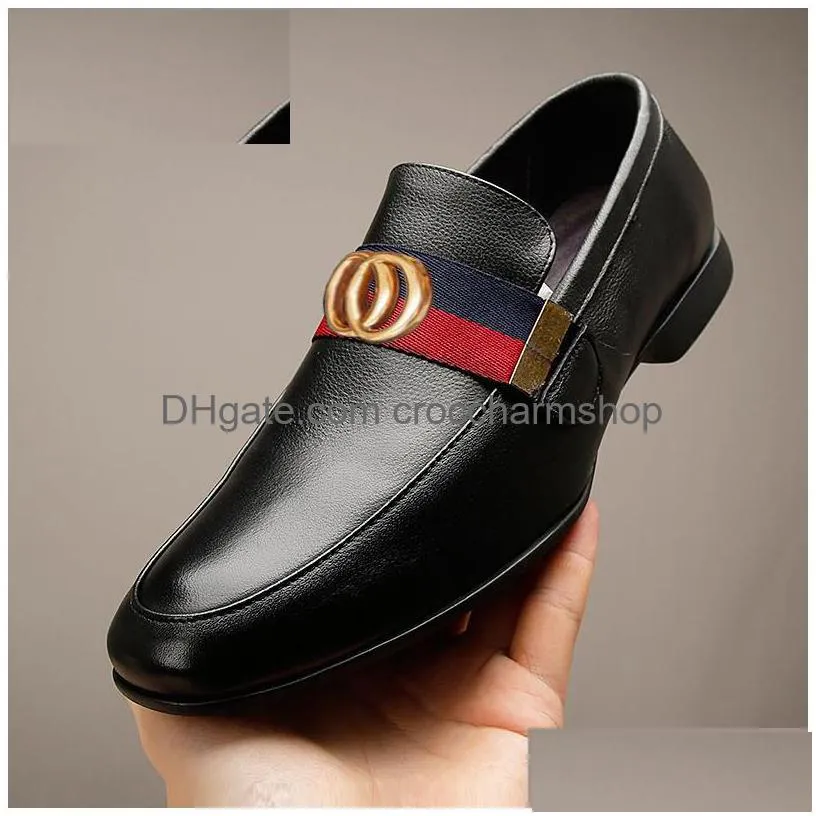 luxury leather shoes formal shoes top layer cowhide casual single shoes fashion business shoe loafers chaussure homme luxe marque a9