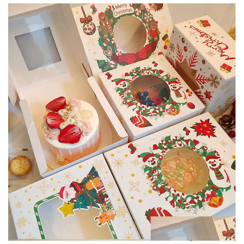 wholesale christmas pastry packaging box christmas baking packaging christmas eve biscuit gift boxes lt100