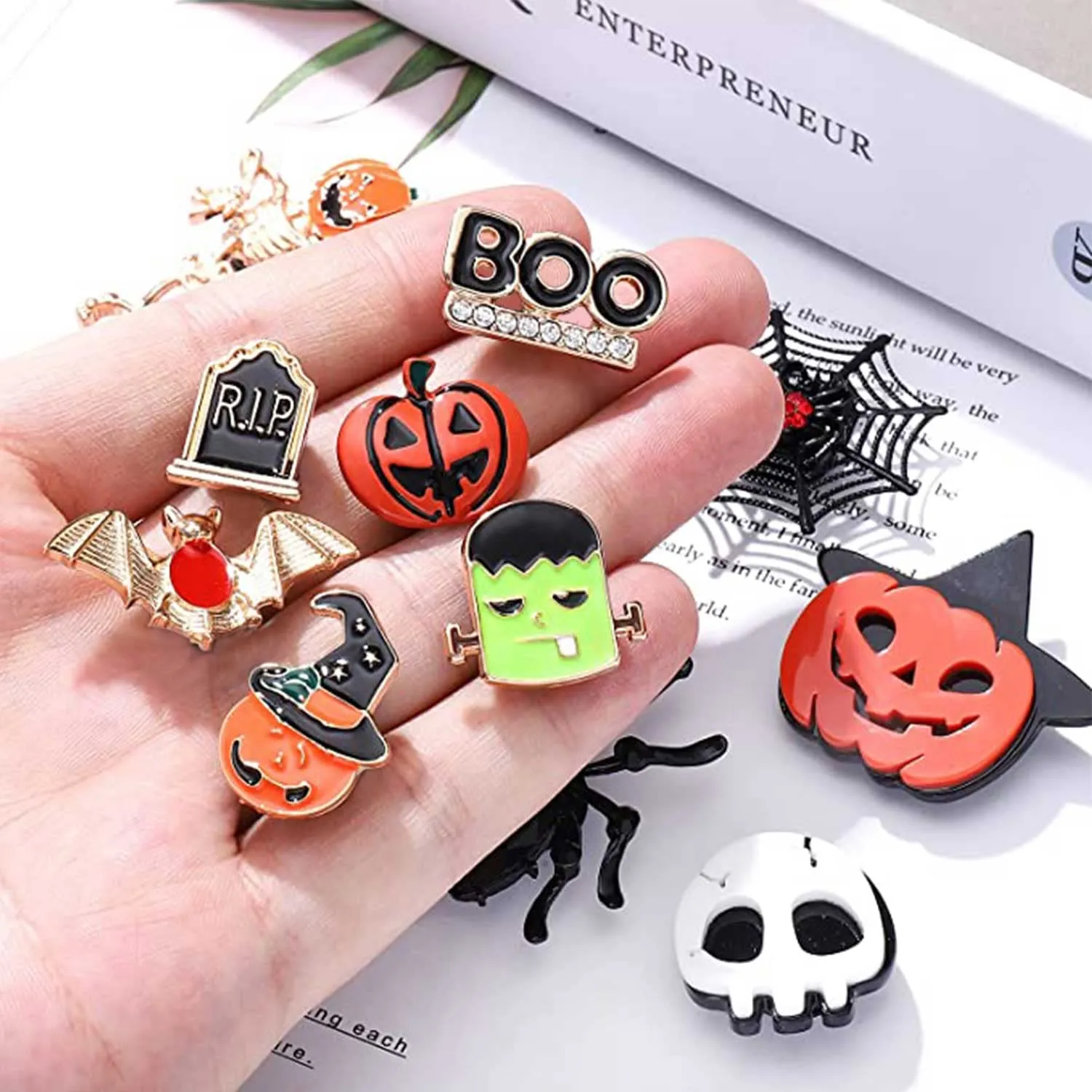 halloween shoe charms spooky skull ghost spider pumpkin shoe decoration charm fits for clog sandals halloween gifts party favors for women men