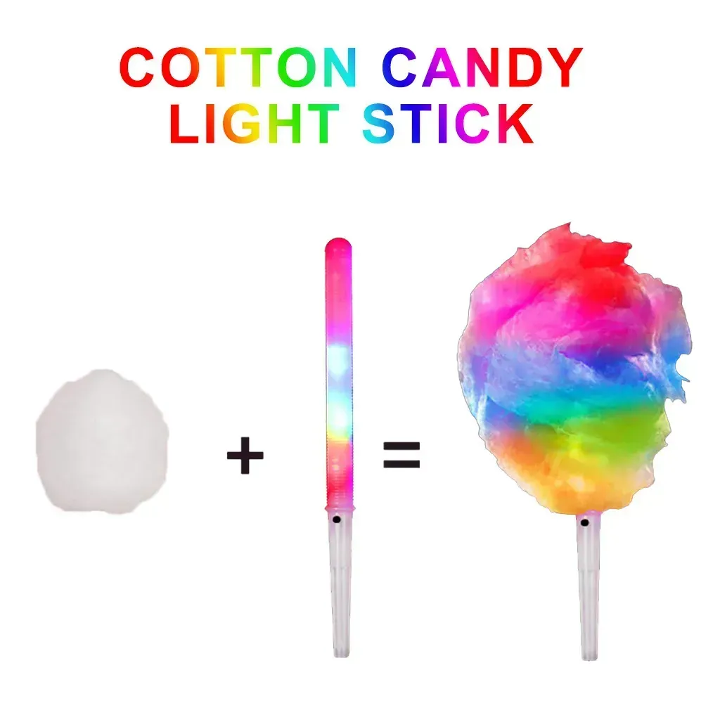 Non-disposable Food-grade Light Cotton Candy Cones Colorful Glowing Luminous Marshmallow Sticks Flashing Key Christmas Party sxaug12