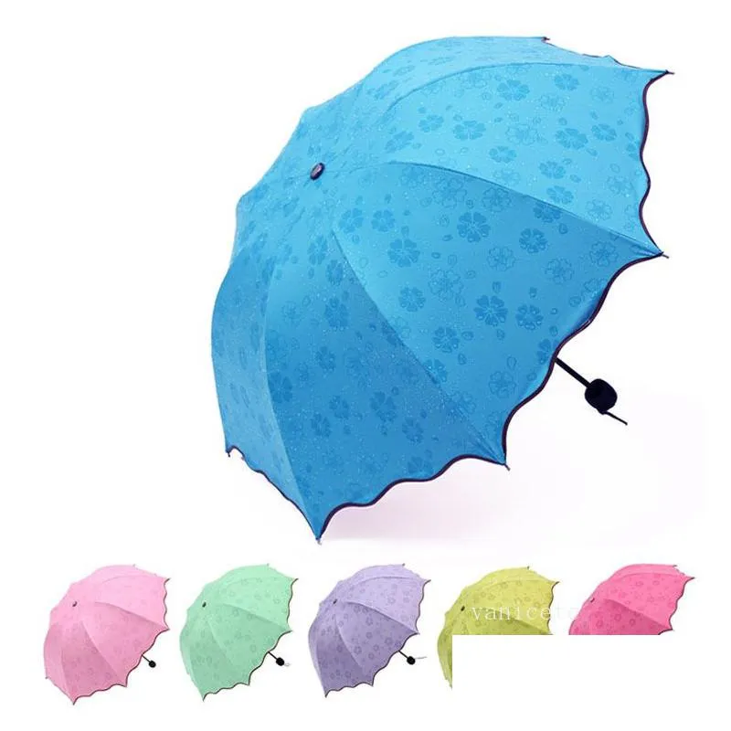 full automatic umbrellas rain women men 3 folding light and durable strong umbrellas kids rainy sunny umbrella 6 colors by sea zc1249