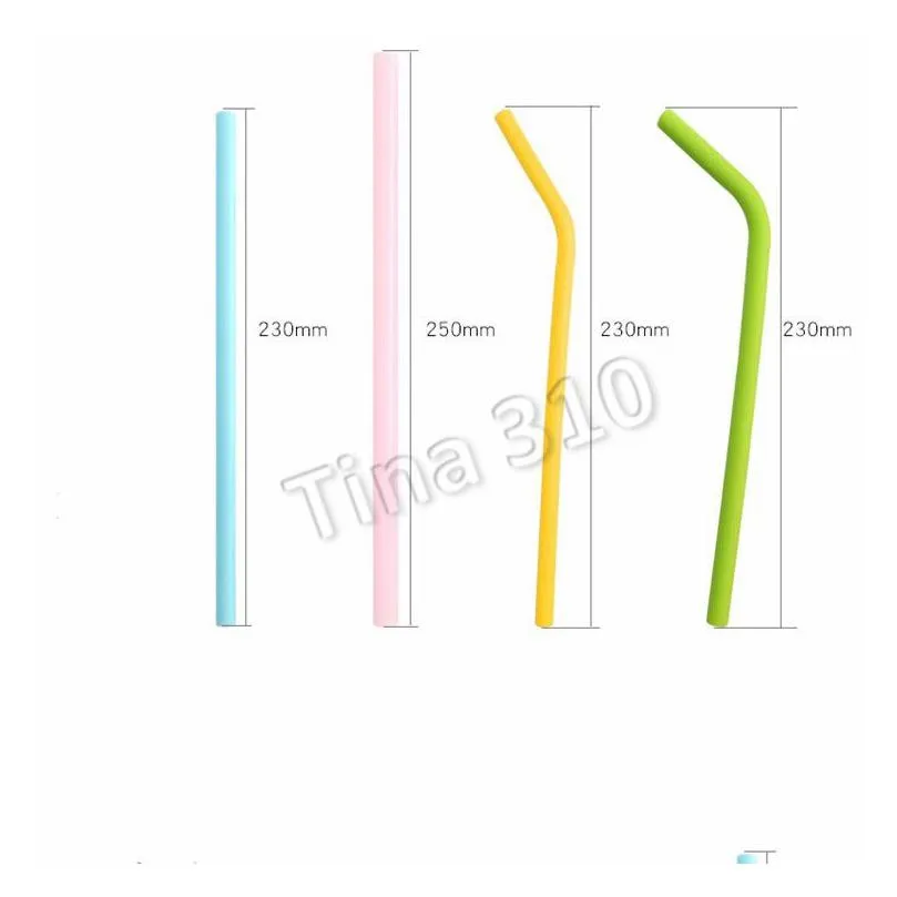 200pcs silicone straws drinking straight curve straw water cocktail milk coffee straws recyclable food grade silicone straw t500135