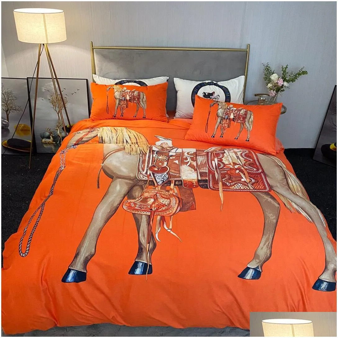 2022 orange bedding sets cover 4 pcs velvet queen bed comforters sets pillow cases luxury king size bed sheet sets home decoration