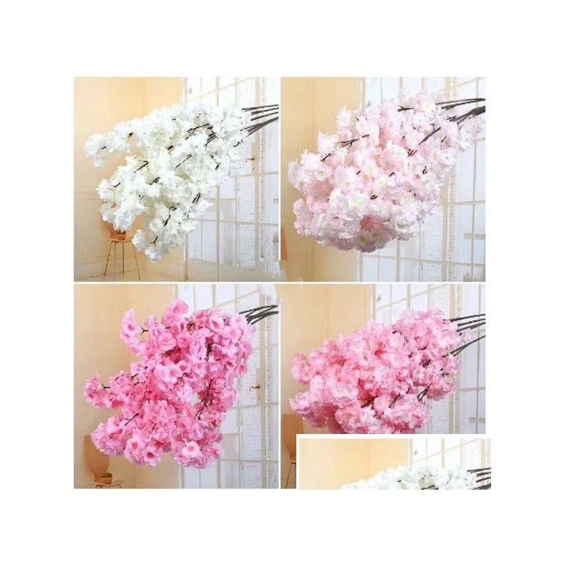 artificial cherry blossom branch 100 cm wedding party scene decorative faux flowers home living room diy decoration flower tool