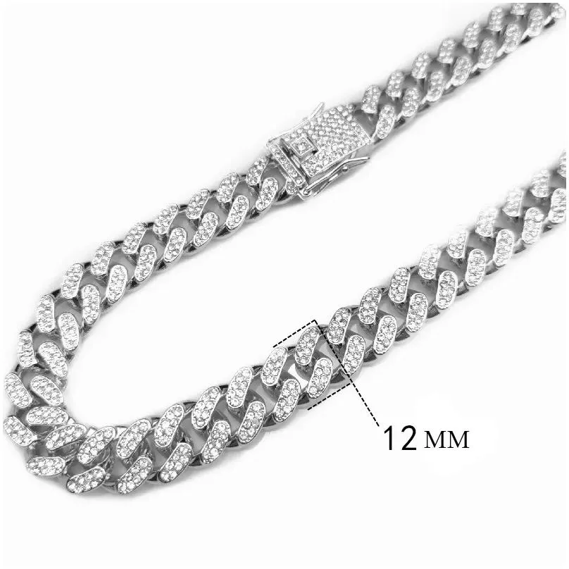 Dog Collars & Leashes 125mm Pet Jewelry Rhinestone Chain Collar Metal Strong Gold Cuban Link With Diamond For Dogs Puppy Cat ChainDog