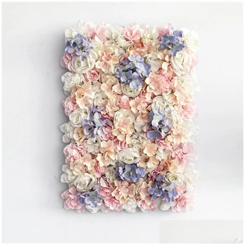 40x60cm Artificial Flowers Wall Panels Silk Rose DIY Party Wedding Decor Photography Backdrops Baby Shower Hair Salon Background Fake Flower Home