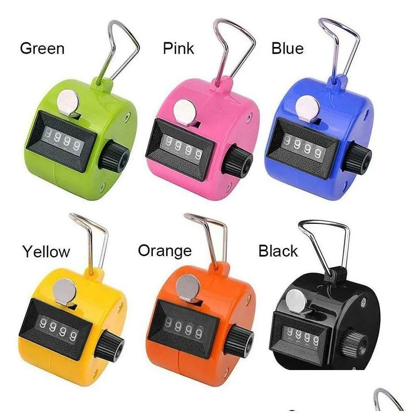 wholesale 50pcs New 4 Digit Number Hand Held Manual Tally Counter Digital Golf Clicker Training Handy Count Counters