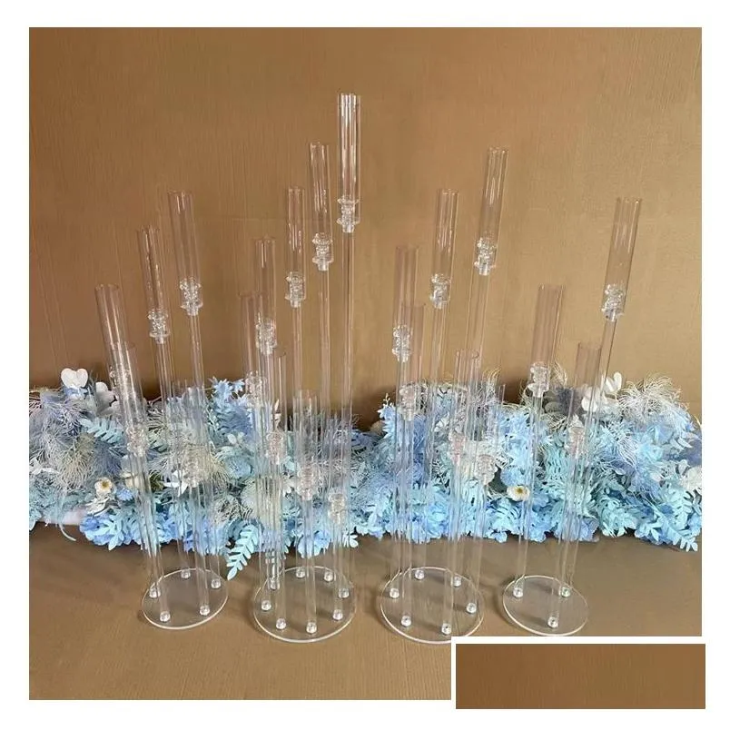 10 set acrylic candelabra all clear candle holders wedding candlesticks table centerpieces flower stand holder big candelabrum