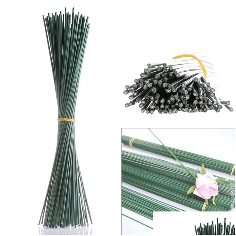 A Bundle of 100Pc Artificial Floral Wire Craft Flower Stem Wrap Dark Green 30cm