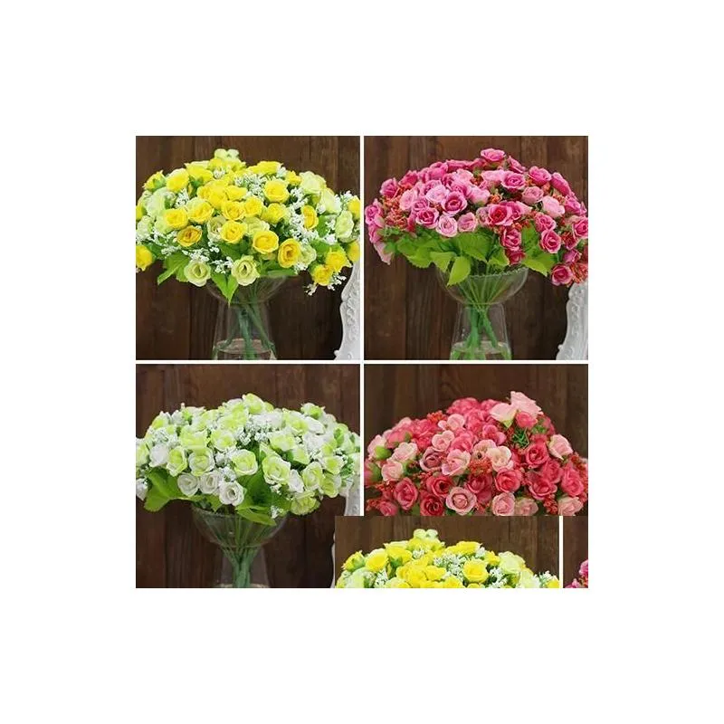 Decorative Flowers 1 Bouquet 21 Head Artifical Fake Rose Weeding Party Home Decor Silk Flower