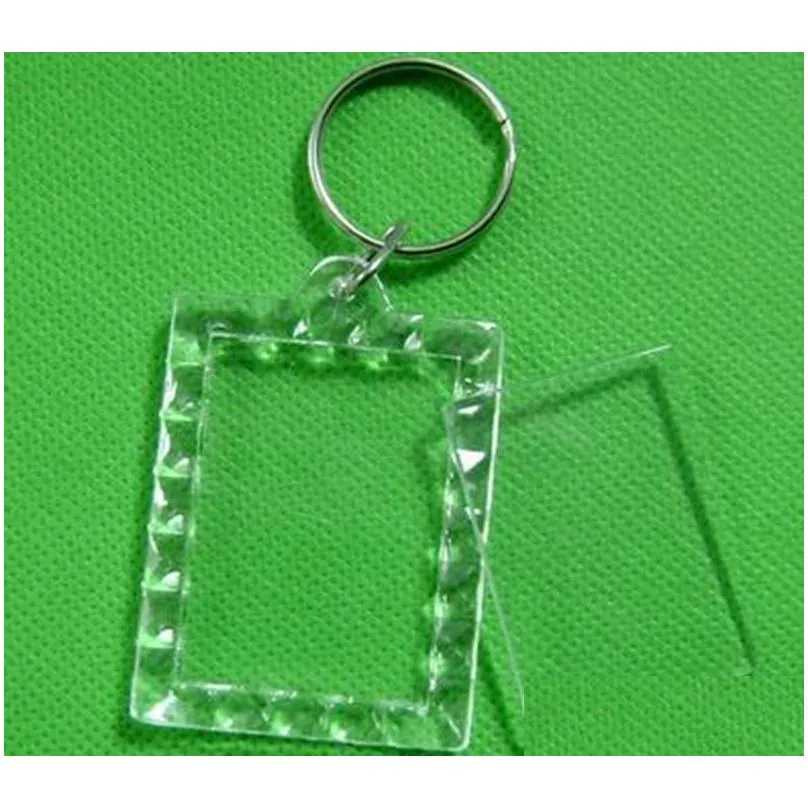 Clear Acrylic Plastic Blank Keyrings Insert Passport Photo Frame Keychain Picture Frame Keyrings Party Gift