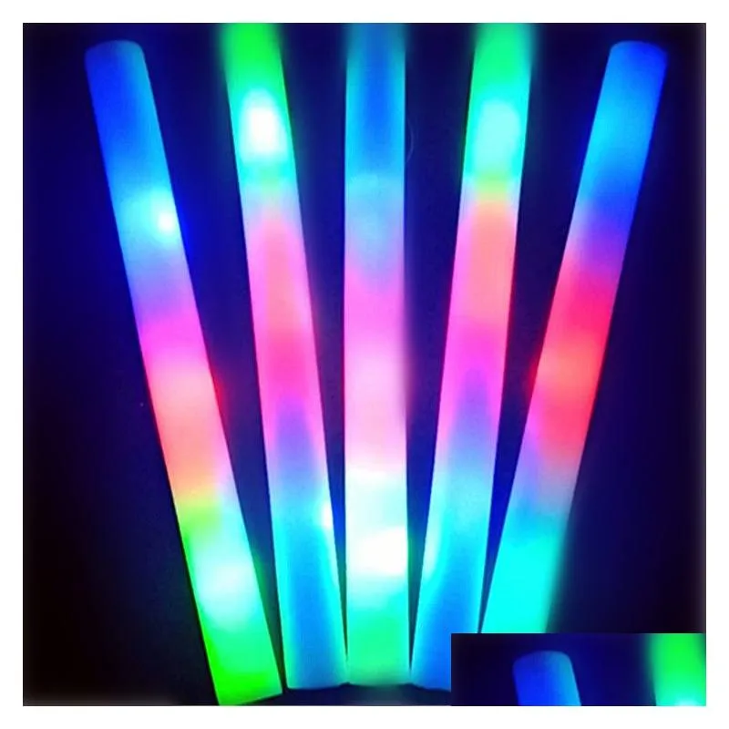 200pcs led glow sticks bulk colorful rgb glow foam stick cheer tube dark light for xmas birthday wedding party supplies