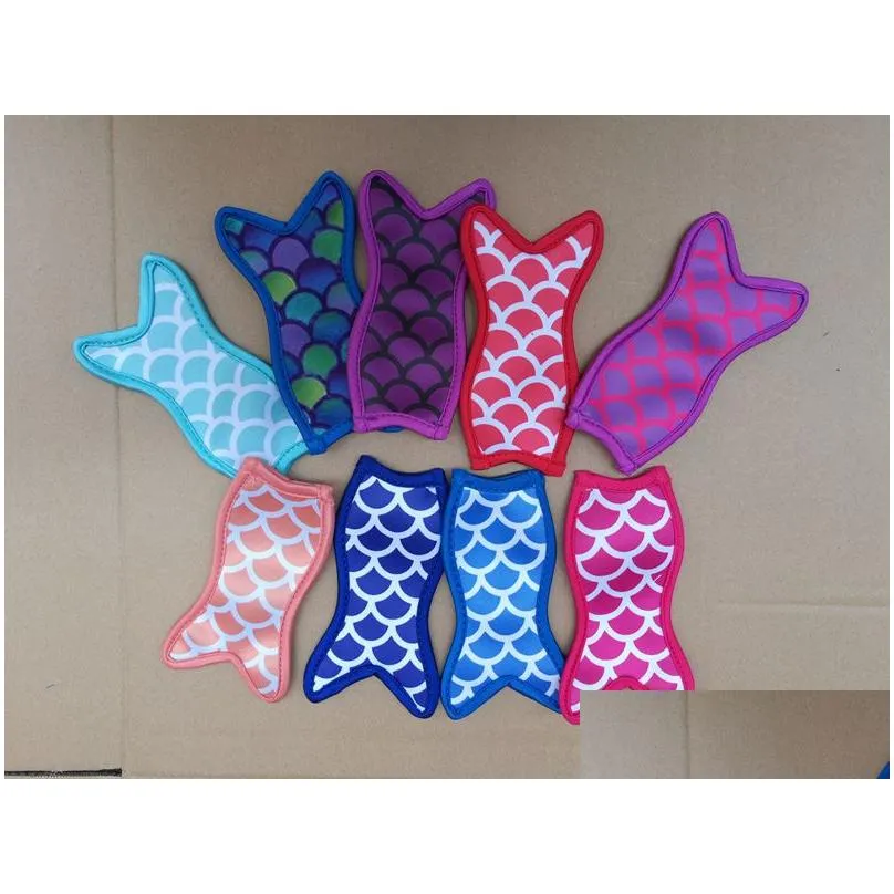 Mermaid Popsicle Holders Ice Sleeves Freezer case tool for Kids Summer Cream Tools Size 16X 8 cm