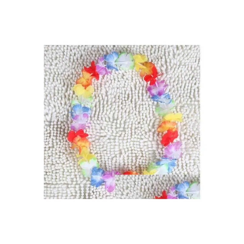 Hawaiian rainbow flower Leis artificial flower beach garland Necklace Luau Party gay pride 40 inches multi colour