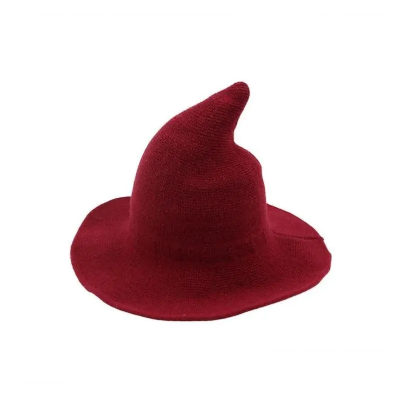 halloween witch hat brimmed sheep wool hat woven hat feminine fashion witch tip diverse t08