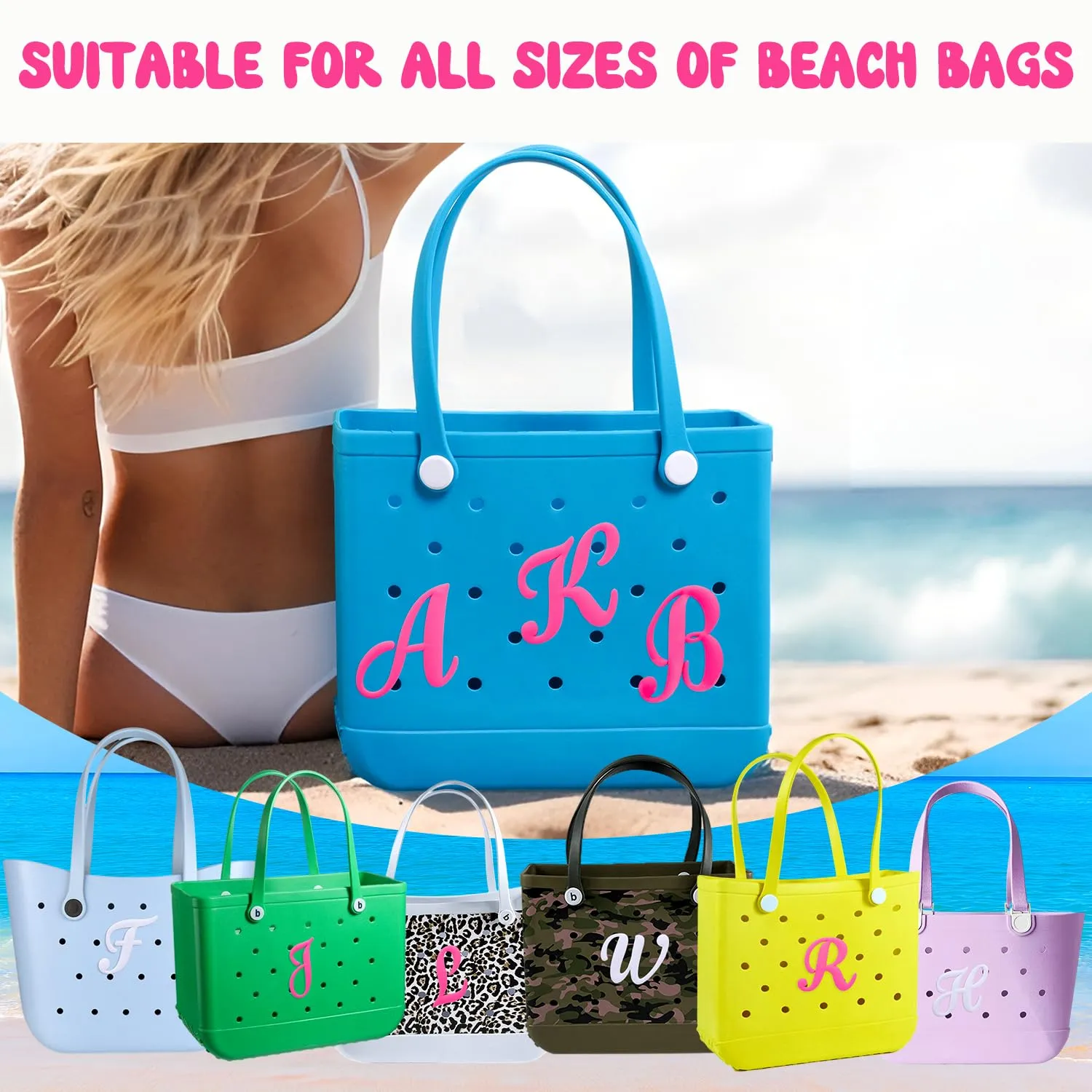 charms for bogg bag letters rubber beach bag accessories for tote bags bogg bag with alphabet letters