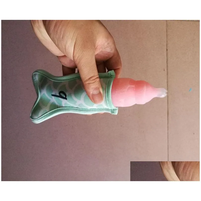 Mermaid Popsicle Holders Ice Sleeves Freezer case tool for Kids Summer Cream Tools Size 16X 8 cm