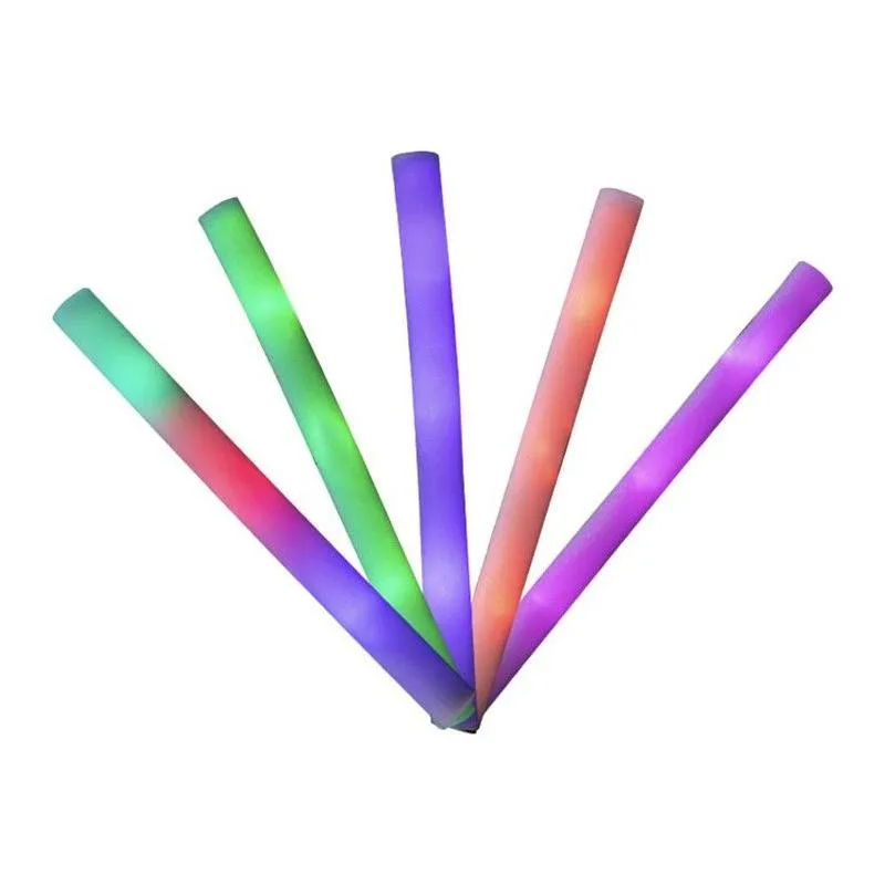 200pcs led glow sticks bulk colorful rgb glow foam stick cheer tube dark light for xmas birthday wedding party supplies