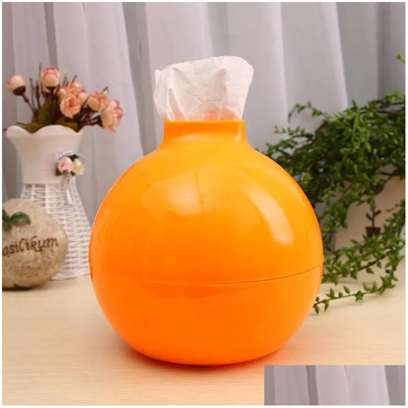 Tissue Boxes & Napkins Facial Solid Color PVC Dispenser Box Cover Round Bathroom Napkin Organizer For Kitchen Office Room