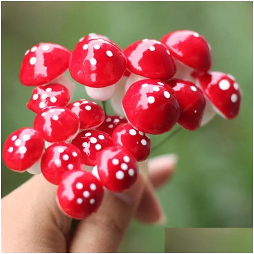 mini mushroom miniatures artificial garden fairy moss resin crafts decorations stakes craft for home 2.2cm al02