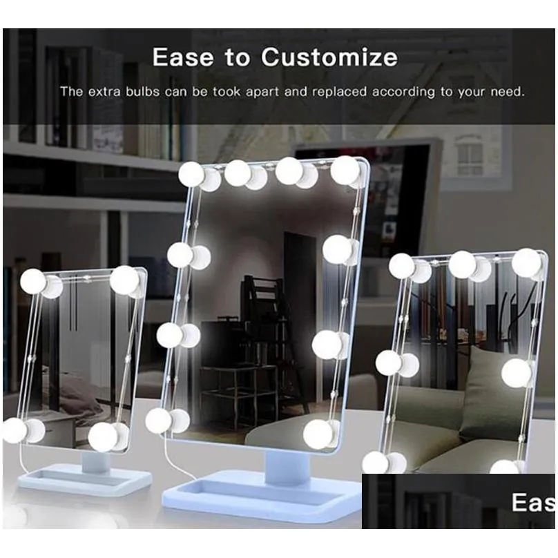  mirror light Makeup Mirror LED Light Bulbs Kit USB Charging Port Cosmetic Lighted Make up Mirrors Bulb Adjustable Brightness