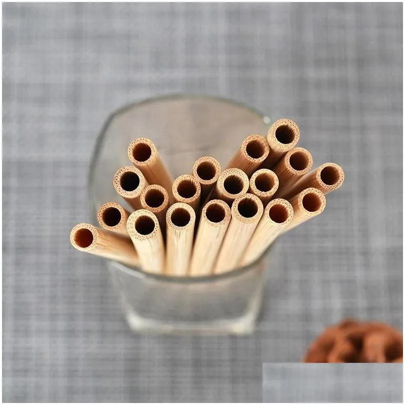 500pcs Natural 100% Bamboo Drinking Straws Eco-Friendly Sustainable Bamboo Straw Reusable Drinks for Party Kitchen Bar