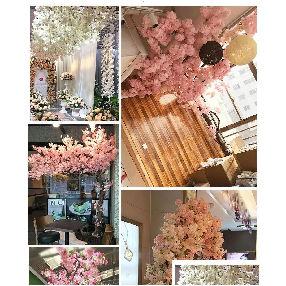 artificial cherry blossom branch 100 cm wedding party scene decorative faux flowers home living room diy decoration flower tool