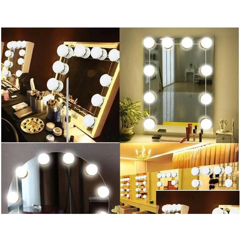  mirror light Makeup Mirror LED Light Bulbs Kit USB Charging Port Cosmetic Lighted Make up Mirrors Bulb Adjustable Brightness