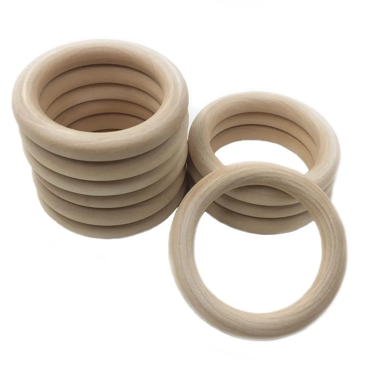 50mm Baby Wooden Teethers Ring Kids Wood Soothers Children DIY Jewelry Making Craft Bracelet Soother M1714