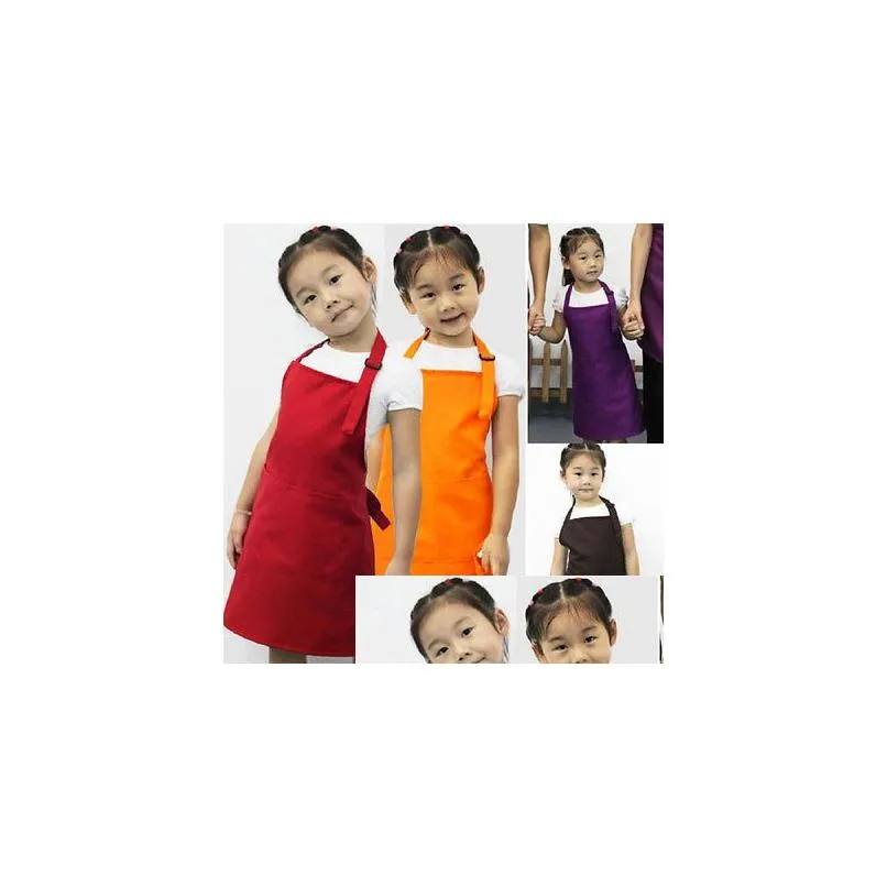 New Kids Apron Child Painting Cooking Baby Pinafore Solid Color Kitchen Toddler Clean Aprons