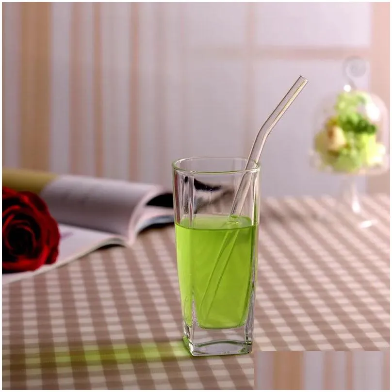 18cm/20cm/25cm reusable eco borosilicate glass drinking straws clear colored bent straight milk cocktail straw