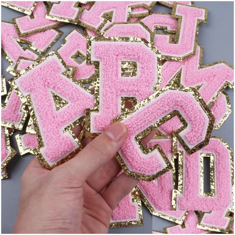 Gift Wrap 26pcs A To Z White English Letters Towel Embroidery Patch Fabric Sticker DIY Clothing Bags Decoration Adhesive Label