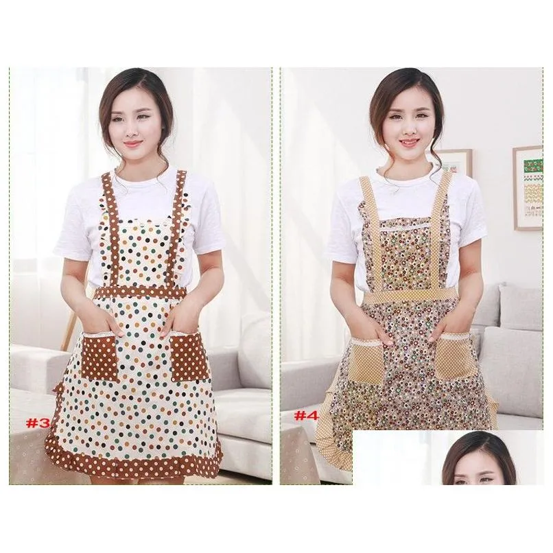 women aprons with pocket cooking ruffle chef floral kitchen restaurant princess apron polyester kindergarten clothes bib with pockets