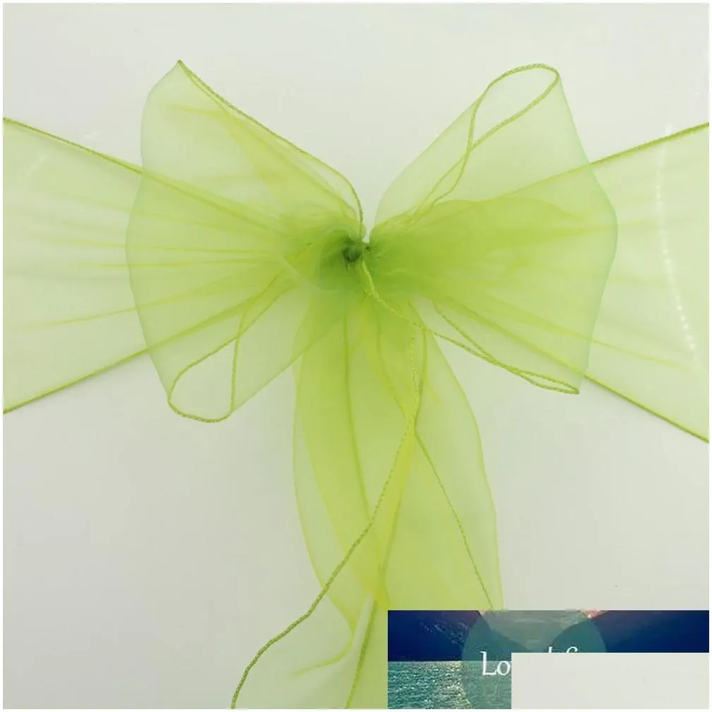 Plus Size 275cm(L)*22cm(W) 200pcs Banquet party Chair cover sashes grass green Organza Chair Sash Bow For Flower/Weeding