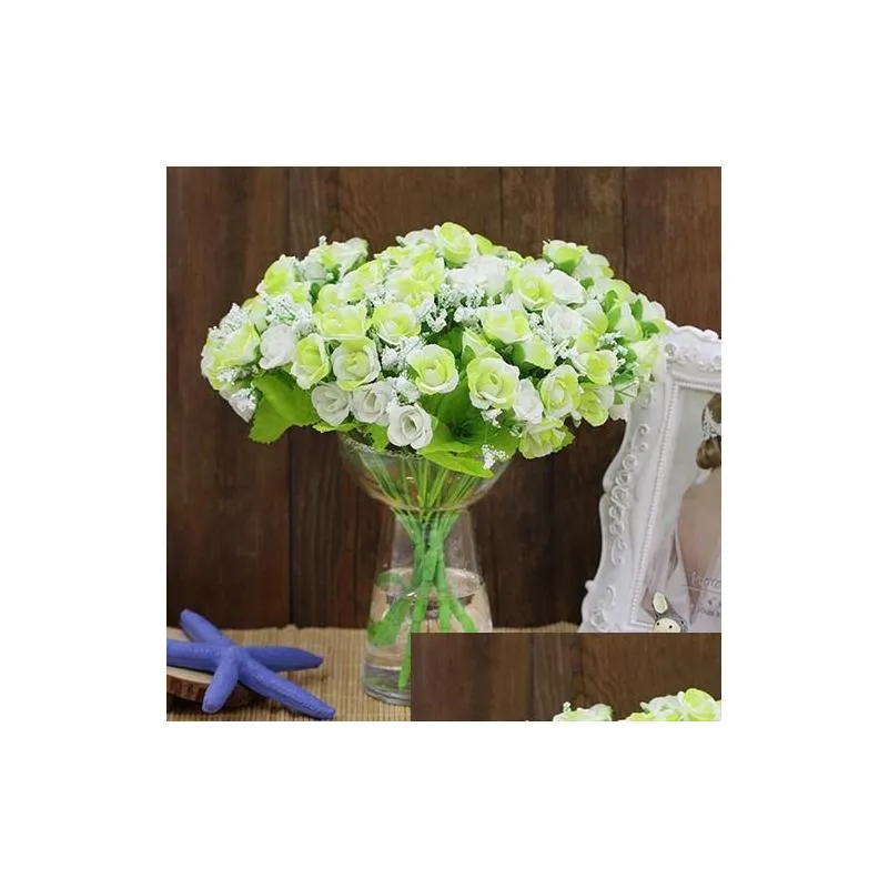 Decorative Flowers 1 Bouquet 21 Head Artifical Fake Rose Weeding Party Home Decor Silk Flower