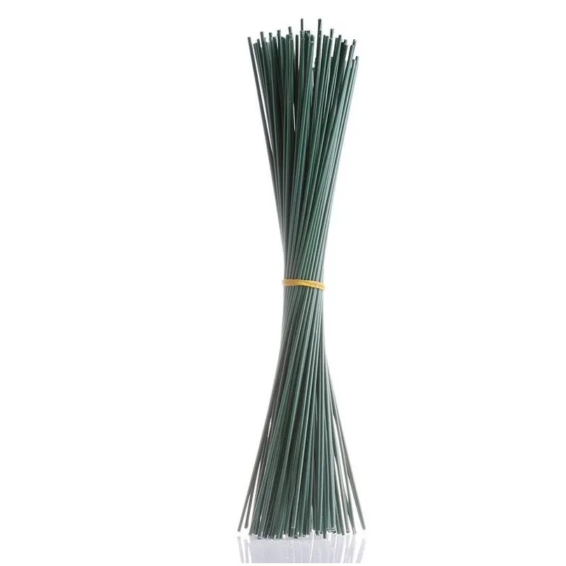 A Bundle of 100Pc Artificial Floral Wire Craft Flower Stem Wrap Dark Green 30cm