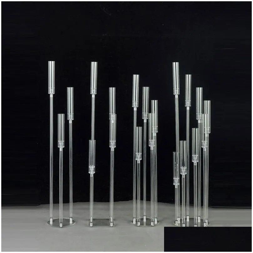 10 set acrylic candelabra all clear candle holders wedding candlesticks table centerpieces flower stand holder big candelabrum