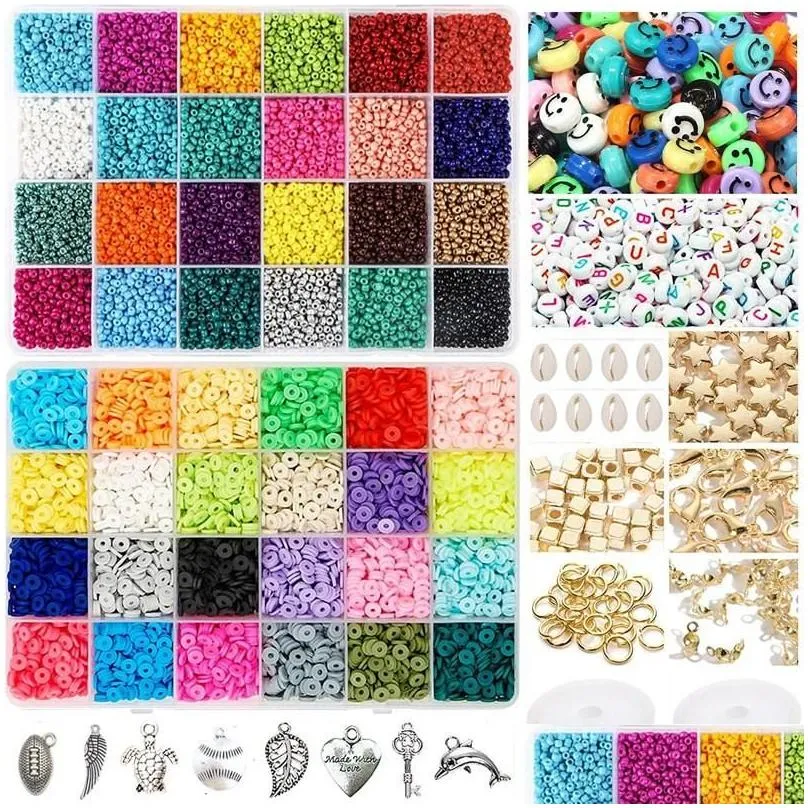 Other Beads For Jewelry Making Kit Include 3600Pcs Heishi Flat Polymer Clay & 18000Pcs Glass Seed DIY Craft