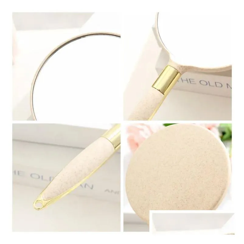 cute pink makeup vanity mirror vintage mirrors with handle women round hand hold cosmetic mirrors high definition portable mirror bh2583