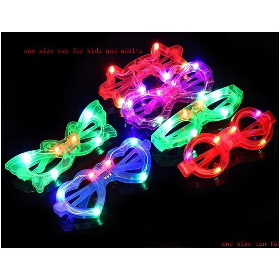 Light Up Glasses kids Led Rave Toy Flash Butterfly Star Heart Shapes Shutter Shade Color Change Concert Birthday Holiday Christmas Halloween