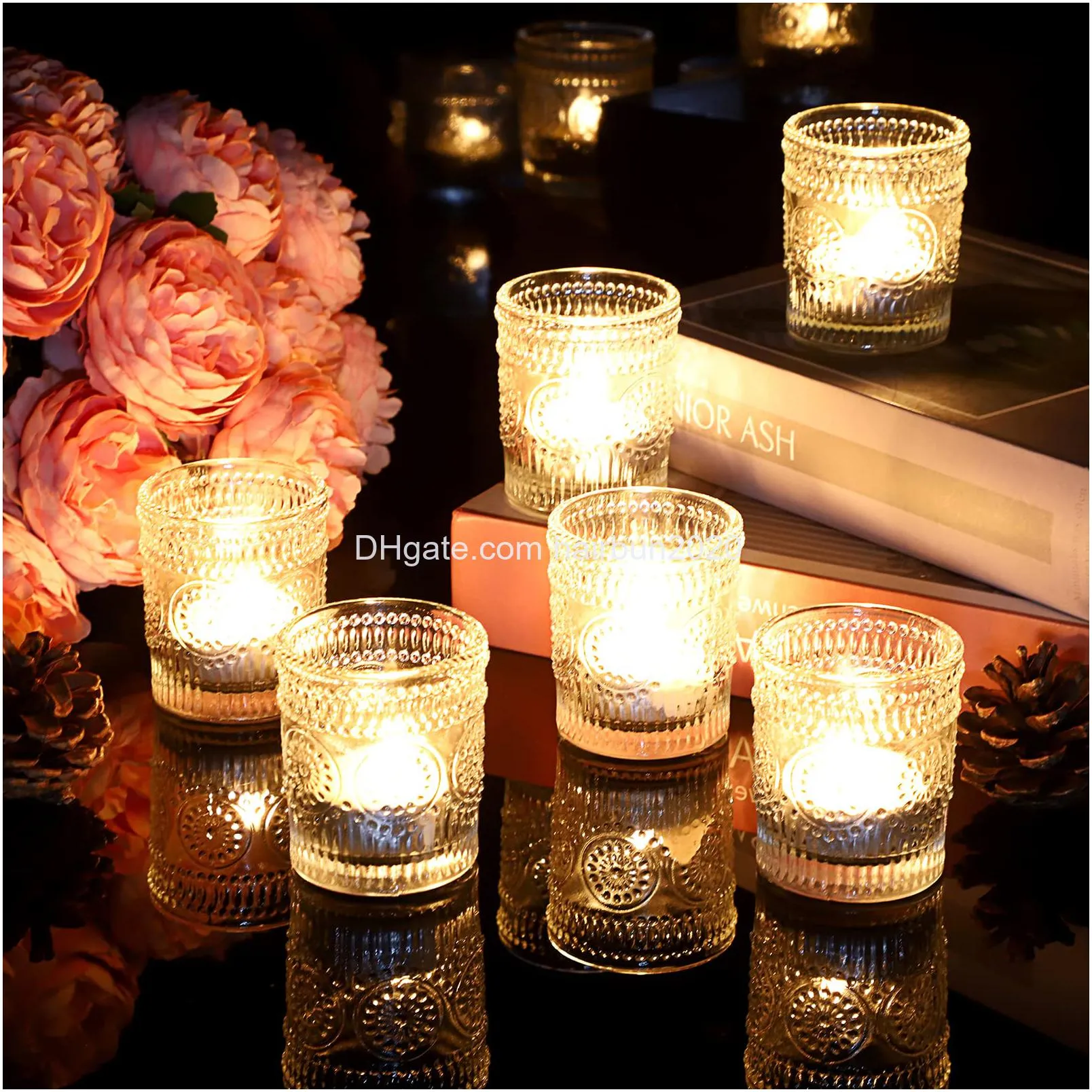 set of 12 clear glass tealight candle holders bulk glass votive candle holders dandelion sunflower glass tealight holders glass candle cups modern glass pillar candle stands for table centerpiece