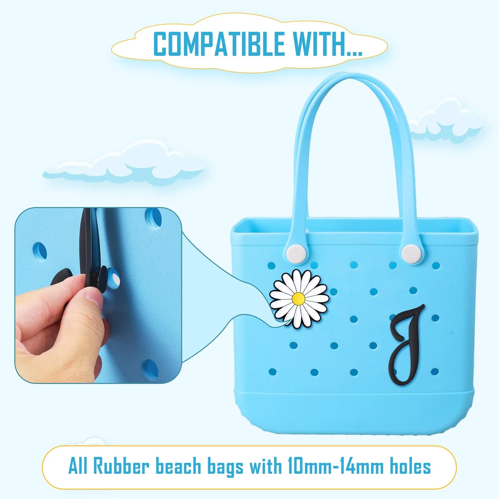 accessories for bogg bag rubber beach bag charms insert for tote hand bags personalize your tote bag with alphabet letters