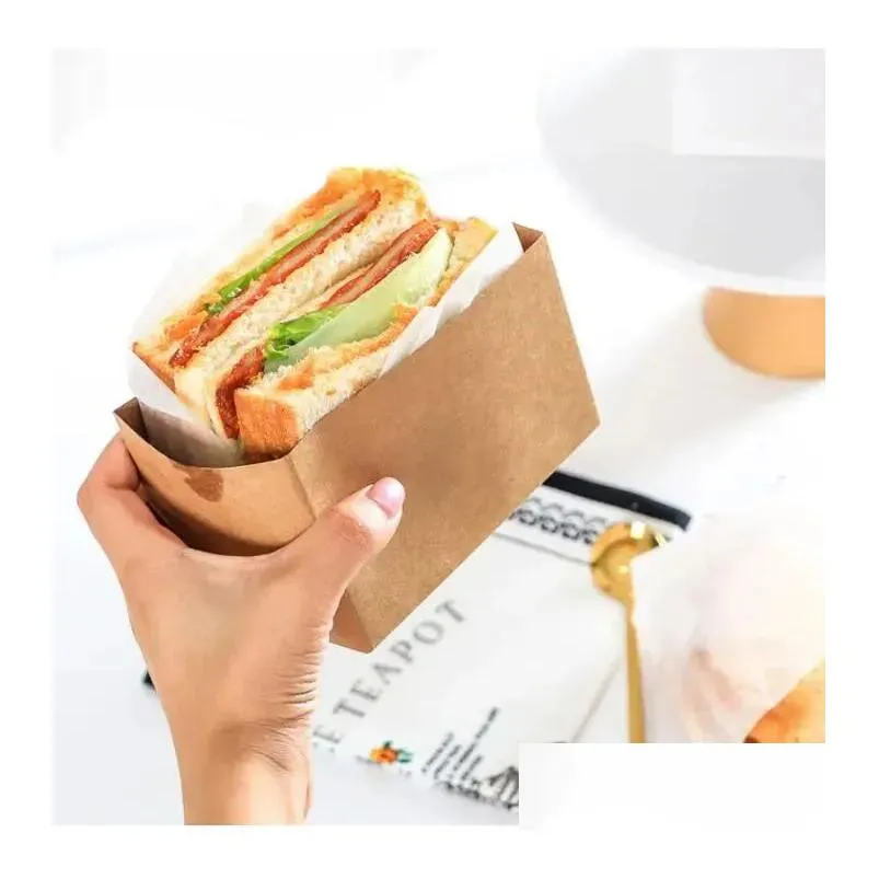 gift wrap food hamburger wrapping box oilproof cake sandwich bakery bread breakfast wrapper paper for wedding party supply