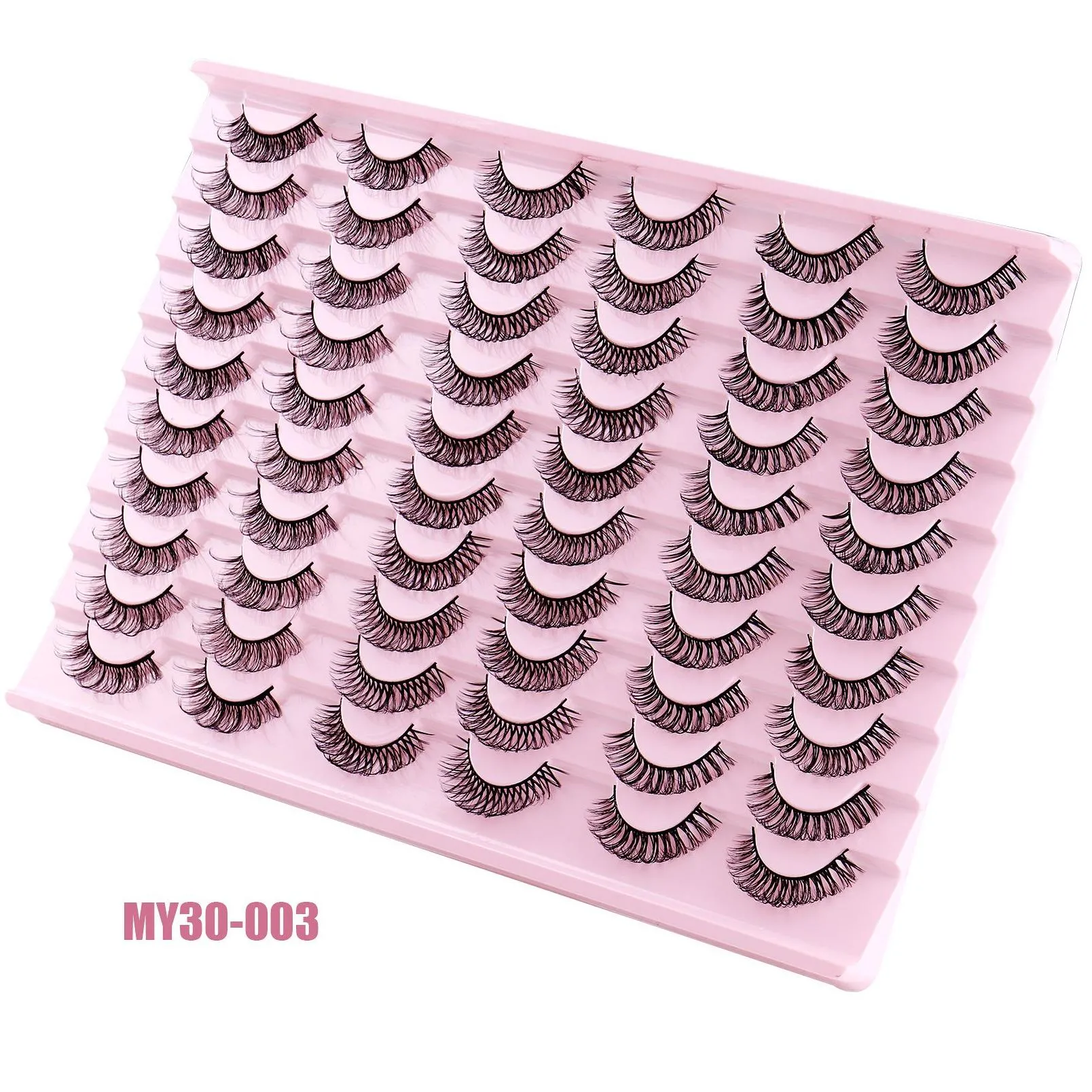 Thick Curled Mink Fake Eyelashes Extensions Naturally Soft & Vivid Handmade Reusable Multilayer 3D False Lashes Messy Crisscross Eye Lash