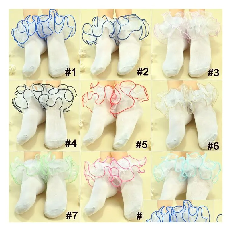 8 Colors Kids Baby Socks Girls Cotton Lace Three-dimensional ruffle Sock infant Toddler socks Children clothing Christmas Gifts M3214