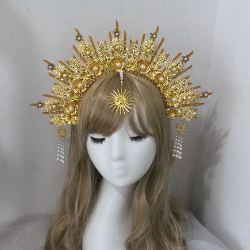 DIY Kit Zip Tie Goddess Halo Crown Headpiece Gold Sunburst Celestial Pregnancy Maternity Headpiece Tiara For Photoshoot