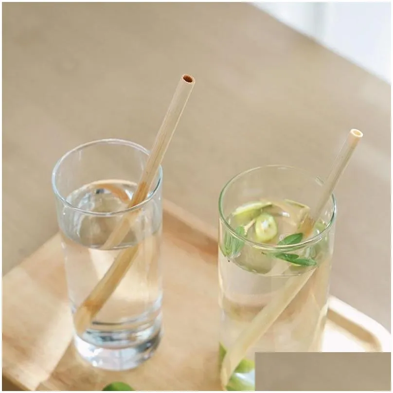 500pcs Natural 100% Bamboo Drinking Straws Eco-Friendly Sustainable Bamboo Straw Reusable Drinks for Party Kitchen Bar