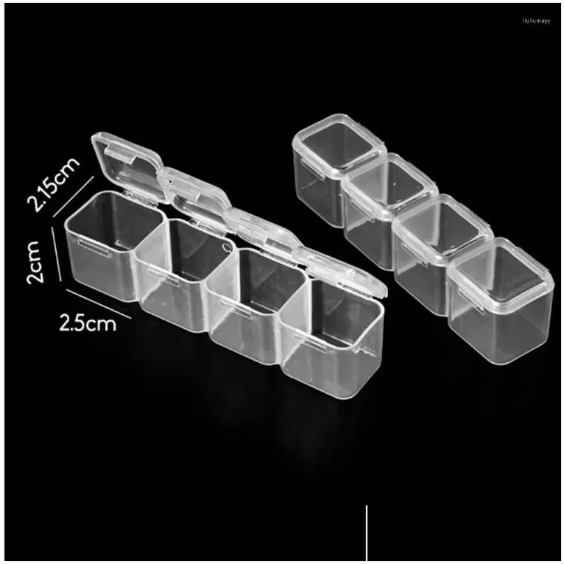 Storage Boxes 28/56/224 Slot Transparent Plastic Box Diamond Painting Accessories Tool Nail Art Rhinestone Bead