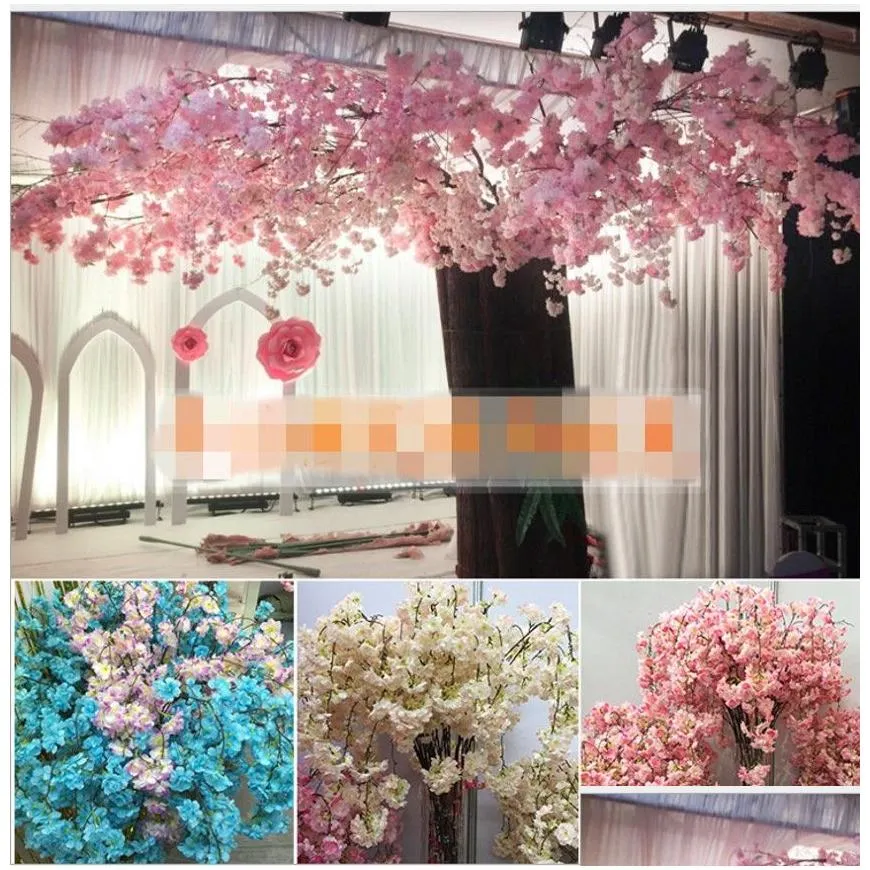 50pcs artificial cherry blossom branch flower wall hanging sakura 138cm for wedding centerpieces artificial decorative flowers
