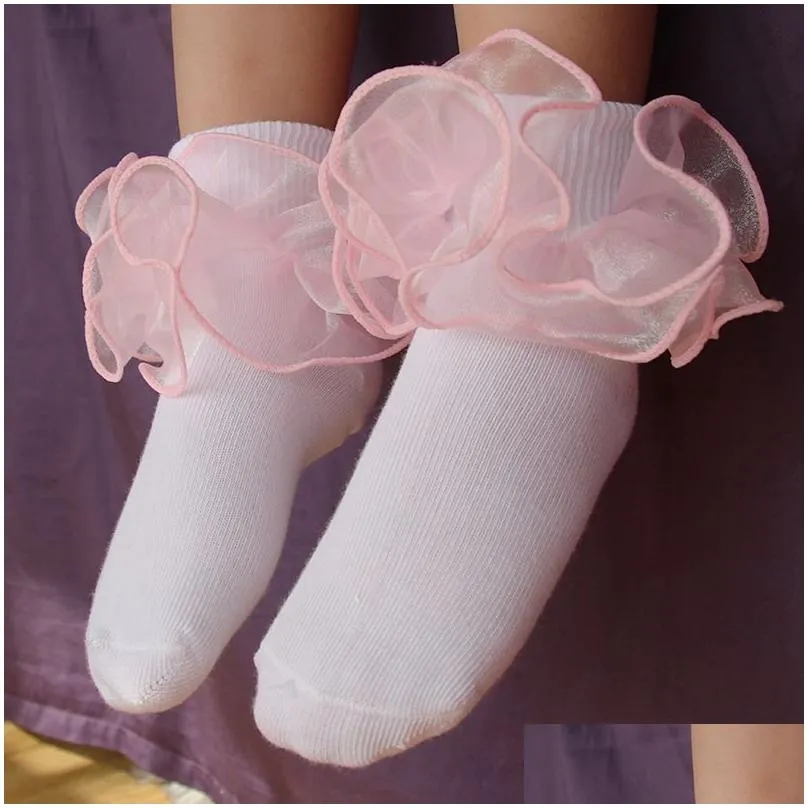 8 Colors Kids Baby Socks Girls Cotton Lace Three-dimensional ruffle Sock infant Toddler socks Children clothing Christmas Gifts M3214
